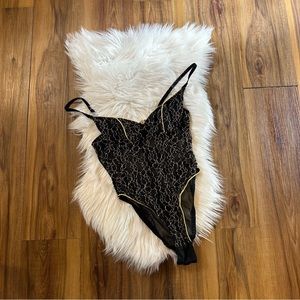 Vintage Victoria’s Secret Gold Label 90s bodysuit lingerie size 34 Small Black